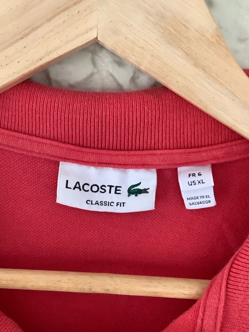 Lacoste Men's Coral Red Polo with Signature Crocodile - Picture 4 of 6